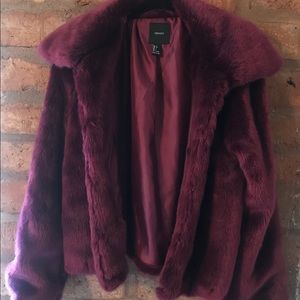 Magenta Forever 21 faux fur coat